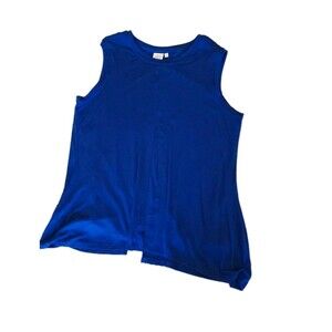 Daisy Fuentes Women's Sleeveless Blue Top Shirt Size 1X Front & Back Slits NEW
